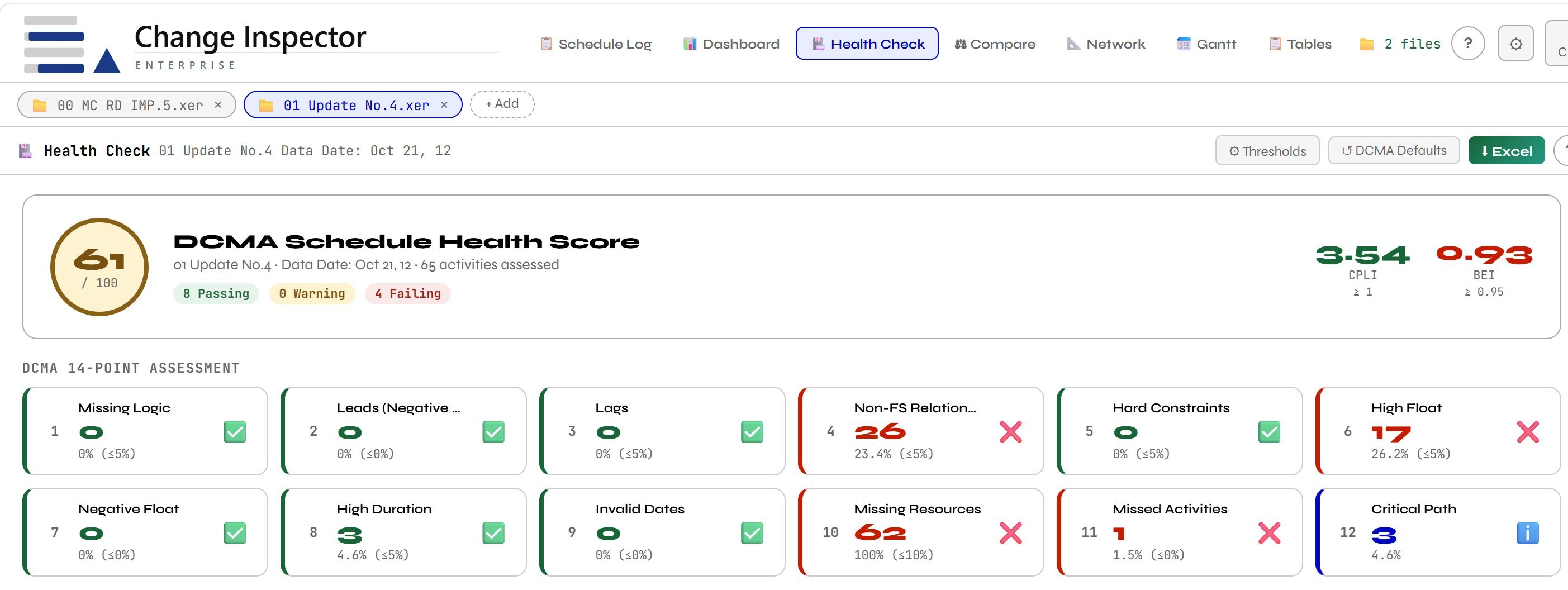 DCMA Schedule Health Check